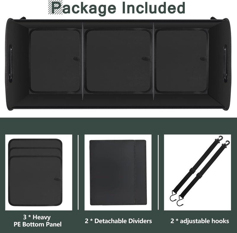 AOPHY Trunk Organizer for Car, 95L Large Capacity Storage with Non-Slip Bottom Strips and 2 Retractable Straps, Cargo Organizer for Suv, Truck, Sedan, Waterproof Portable Car Organizers for Women Men - Image 5